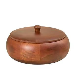 Boîte à chapati en bois avec finition décorative, conteneur de rangement pour roti - Product Image 1