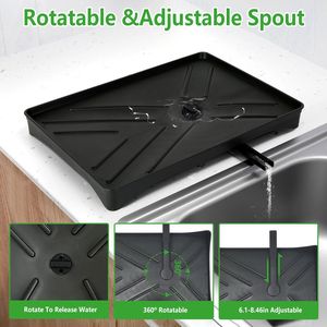 Scolapiatti Retrattile Extra Large con Vassoio Raccogligocce, Antiruggine, Espandibile, Portautensili da Appoggio e per Lavello - Product Image 3