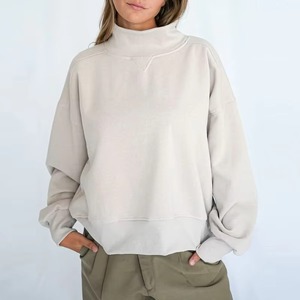 เสื้อสเวตเชิ้ตผู้หญิงแบบขายส่ง แขนยาว คอเต่า ทรงหลวม ไหล่ตก ผ้าฟลีซ สำหรับใส่สบายๆ ในฤดูหนาว - Product Image 2