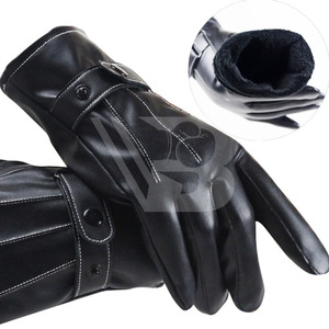 Customized <b>Black</b> <b>Touch</b> Screen Leather Driving Gloves for Casual Daily Use Outdoor Travel From Pakistan - Product Image 1