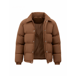 Veste matelassée marron surdimensionnée pour homme, chaude pour l'hiver, avec fermeture à boutons-pression, épaisse et matelassée, style streetwear décontracté - Product Image 3