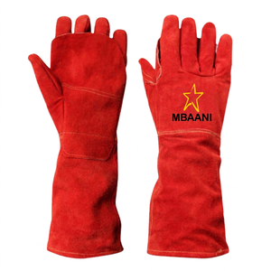 Gants de soudage en cuir jaune MBAANI avec doublure en laine, manchette longue, résistants à la chaleur, protection contre les éclaboussures de métal fondu, pouce entièrement protégé - Product Image 3