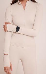 Chaqueta Deportiva de Yoga de Manga Larga para Mujer, Personalizada al por Mayor, Transpirable, Ligera, con Orificios para los Pulgares, Color Sólido - Product Image 4