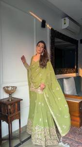 Nueva Colección de Diseñador, Vestido Tradicional Étnico Indio de Invierno de Secado Rápido, Traje Gharara Salwar Kameez con Bordado Intenso para Mujer - Product Image 3