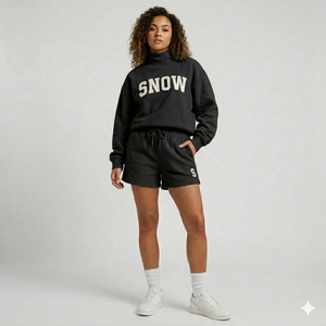 Ensemble short et haut à col montant pour femme Pulse Winter, tenue confortable, légère et élégante pour un usage quotidien - Product Image 1