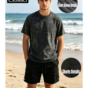 Men 2 Piece Outfit Manufacturer Cotton T Shirt Cargo Shorts Summer Casual OEM ODM <b>Bulk</b> Wholesale - Product Image 6