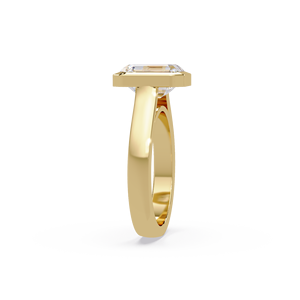 Bague de fiançailles moderne en or pur 14 carats avec diamant solitaire taille émeraude cultivé en laboratoire, bijoux fins, alliances pour femmes - Product Image 3