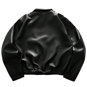 Blouson Bomber Gothique en Cuir PU pour Homme, Col Rabattu, Fermeture Éclair, Motif Croix Brodé sur le Devant, Idéal pour l'Automne - Product Image 5