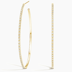 Pendientes de aro extragrandes con diamantes de talla redonda y engaste compartido - Product Image 2