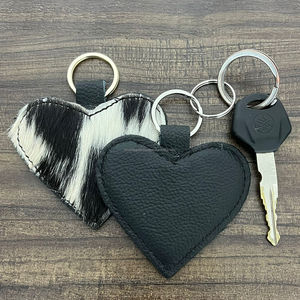 2026 New Customized Hair on Cowhide <b>Leather</b> Heart Shaped Keychain Western Real Genuine <b>Leather</b> Key Fob Gift Accessory for Unisex - Product Image 6