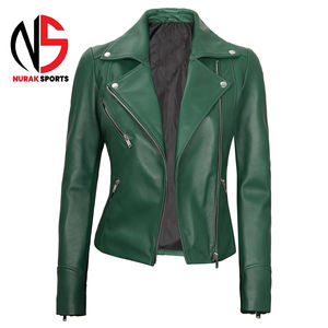 Chaqueta de Cuero para Mujer, Diseño Personalizado 2026, Nueva Moda, Cómoda, Estilo Urbano, Color Rojo, Informal, Chaqueta de Cuero Genuino para Dama - Product Image 1