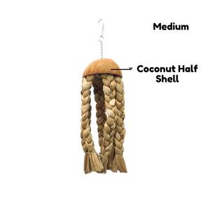 Jouets pour oiseaux écologiques en Java, modèle de méduse en tige de banane et coquille de noix de coco - Product Image 2