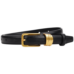 Nouvelles ceintures fines en cuir véritable avec boucle ardillon, ajustables, en cuir de vachette, élégantes, 100 % cuir pour femmes - Product Image 1