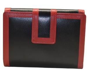 Cartera Trifold Unisex de Cuero PU Negra con Ribete Rojo, Cierre de Broche, Estilo Minimalista para Uso Diario - Product Image 5