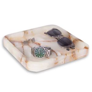 Plateau élégant en pierre d'albâtre, parfait pour une décoration de table sophistiquée, pour servir des en-cas, des fruits, des boissons ou des objets décoratifs dans les maisons. - Product Image 5