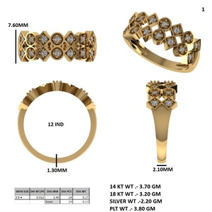 Anillo de Eternidad Zig Zag con Diamantes Cultivados en Laboratorio, Corte Pera, Bañado en Rodio, Oro de 14K y 18K, Joyería de Boda Unisex - Product Image 5