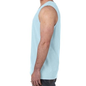 เสื้อกล้ามผู้ชายสีฟ้าอ่อน คอกลม แขนกุด ผ้าถัก สวมใส่สบาย เหมาะสำหรับออกกำลังกาย เสื้อผ้าผู้ชาย เสื้อกล้ามสำหรับฤดูร้อน - Product Image 5