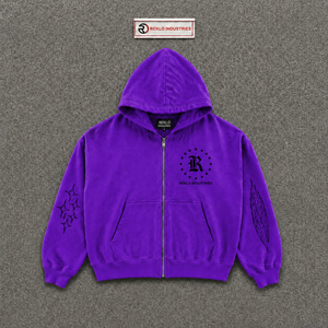 Sudadera con Capucha Morada Extra Grande para Hombre, Ropa Casual de Otoño con Bolsillo y Logotipo Estampado, Estilo Urbano, Unisex, Corte Holgado, Algodón Premium - Product Image 5