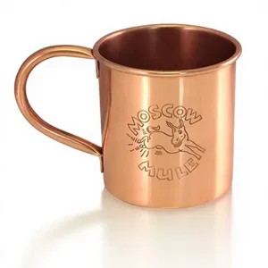 Taza Moscow Mule de Cobre Puro sin Adornos, de Lujo, Clásica, Lisa, de Metal Cepillado, Resistente, Cilíndrica, para Bebidas - Product Image 2