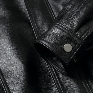Men's Custom Made Wholesale Coated Stand Collar Vintage Style Hooded Varsity <b>Leather</b> <b>Jacket</b> 100% Genuine Cow <b>Leather</b> - Product Image 5