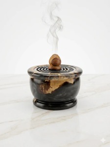 Brûleur à Bakhoor de luxe en bois d'acacia arabe et résine époxy, fait main, porte-encens Mubkhar pour Oud, parfum arabe - Product Image 2