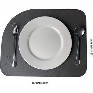Set de Napperons de Table Irréguliers en Cuir PU de Luxe, Imperméables et Résistants à la Chaleur, avec Sous-Verres Assortis en Similicuir Cousu - Product Image 5