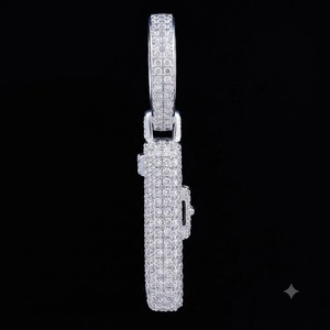 Colgante de Letra V de Moissanita Chapado en Oro Rosa de Lujo sobre Plata 925, con Micro Pavé y Corte Brillante Redondo, Estilo Hip Hop, Amuleto de Regalo Unisex - Product Image 5