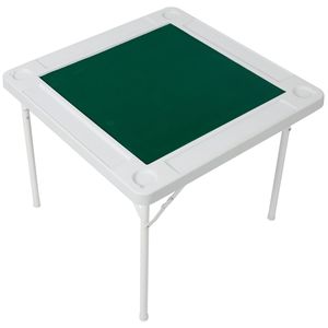 Tavolo da Mahjong Portatile per 4 Giocatori, Pieghevole Quadrato in Feltro Verde con Vassoi Porta Chip e Portabicchieri per il Gioco d'Azzardo - Product Image 2