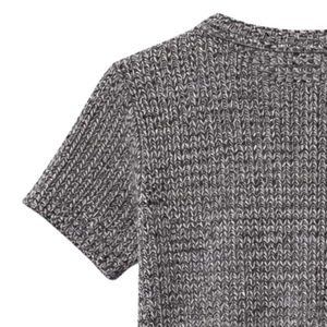 Haut en tricot texturé pour femme, manches courtes, col rond, coupe ajustée, pull décontracté d'été, extensible et doux, élégant, pour tous les jours - Product Image 5