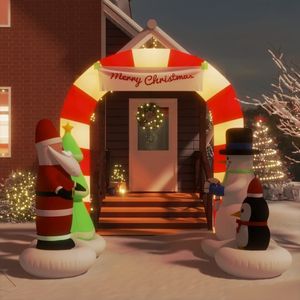 Christmas LED 102.4\" Inflatable Santa & Snowman Arch Gate Outdoor Holiday Yard Decorations - Product Image 1