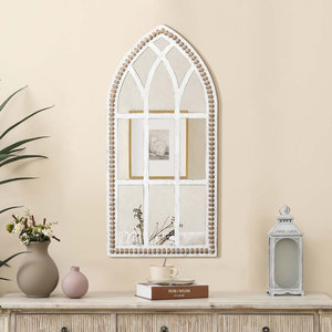 Style ferme église fenêtres miroirs en bois chambres salon Foyer cheminée décoration arc moyen blanc miroir moderne - Product Image 1