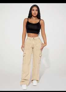 Jeans en denim à jambe large de qualité supérieure pour l'exportation, coupe droite, plusieurs poches, couleur unie, décontracté, moderne, été - Product Image 4