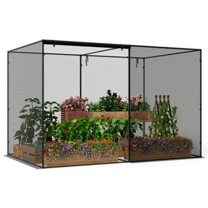 Black <b>10</b> 6.5 6.5 ft Garden Crop Cage Wind <b>Proof</b> Metal Frame Zippered Doors Plant Protection Tent for Vegetables Garden Netting - Product Image 1