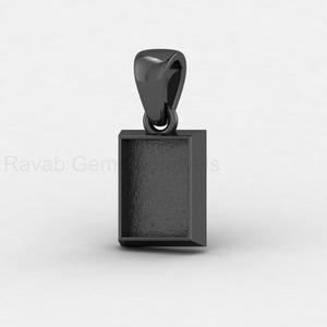 Pendentif Breloque Rectangulaire Vierge 8x10mm en Argent Sterling 925 et Or 14K, Fait Main, avec Monture Cabochon pour Bijoux Souvenirs DIY - Product Image 6