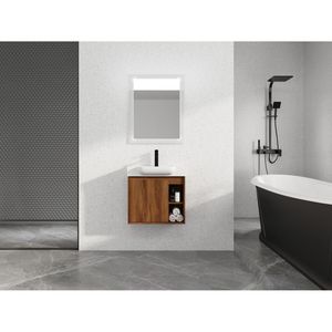Meuble-lavabo mural de 24 pouces avec vasque en céramique blanche et porte à fermeture douce, emballage KD - Product Image 2