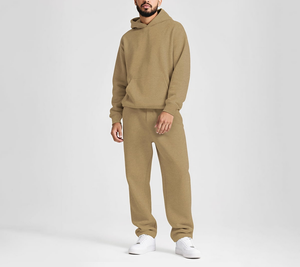 Ensemble de survêtement pour homme 2 pièces, sweat-shirt et pantalon de survêtement décontractés, ensemble streetwear surdimensionné, survêtement d'hiver chaud, tenue de sport - Product Image 3