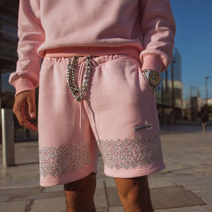 Pantalones Cortos de Felpa con Pedrería Personalizados para Hombre, Pantalones Cortos de Invierno con Pedrería para Hombre, Ropa Urbana - Product Image 4