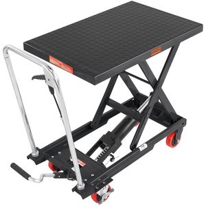 Carrello Elevatore Idraulico Manuale a Forbice Singola, Capacità 227 kg, Altezza di Sollevamento 72,4 cm, 4 Ruote Antiscivolo in PA per Carico Merci - Product Image 1