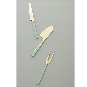 Juego de Cuchillos para Queso de Acero Inoxidable Chapados en Oro, Hechos a Mano, con Mango de Resina, para Servir Queso en el Desayuno, Herramientas para Cortar Queso - Product Image 3