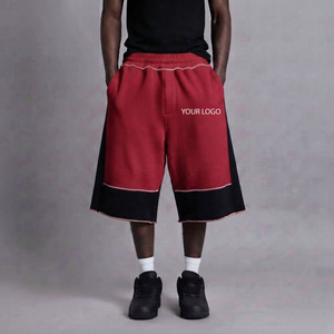 Pantalones cortos de forro polar para hombre de alta calidad, 100% algodón orgánico, estilo jogger, dos tonos, estilo urbano, holgados, estilo hip hop. - Product Image 5