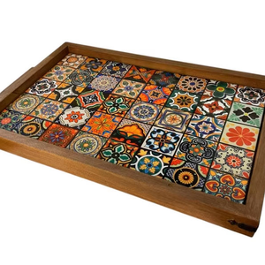 Ottoman moderne en bois multi-pièces avec poignées, plateau naturel, pour la décoration du salon, idée cadeau pour la maison - Product Image 1