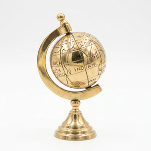 Golden Engraved Brass World Globe <b>Desk</b> Decor Vintage Tabletop Map <b>Ornament</b> Luxury Office Study Room Display Travel Inspired - Product Image 1