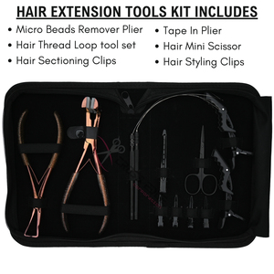 All in One Stylish Hair Extension <b>Tool</b> Set with Tape In Plier Micro Bead Remover <b>Mini</b> Scissors & Professional Salon Styling Clip - Product Image 2