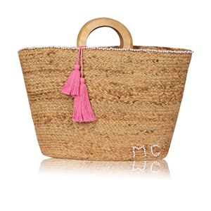 Sac fourre-tout bohème en jute naturelle tressée, écologique, pour femme, tendance, à la mode, pour la plage et les voyages, avec broderie décorative, ouvert, collection 2026 - Product Image 1