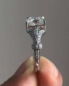 14K Solid <b>Gold</b> <b>Vintage</b> Style Wedding <b>Ring</b> 2.0 CTW Radiant Cut Lab Grown Diamond Engagement <b>Ring</b> Antique Fine Jewelry Gift Her - Product Image 6