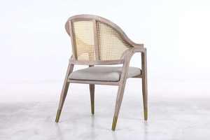 Elegante Silla de Comedor Moderna Escandinava con Estructura de Madera Maciza, Asiento Tapizado en Lana y Color Gris, Muebles para Comedor - Product Image 3