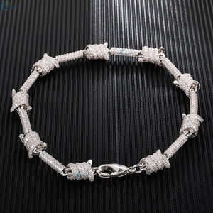 Pulsera de Alambre de Púas con Diamantes Cultivados en Laboratorio VVS1, Estilo Rapero, Personalizada - Product Image 1