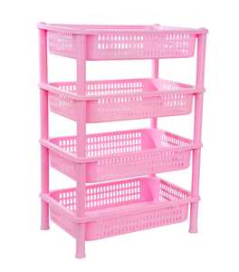 Plastic <b>Storage</b> Trolley 4 Set for Kitchen and Office Use Space Saving <b>Stackable</b> <b>Storage</b> Rack for Home Bathroom and Pantry - Product Image 2