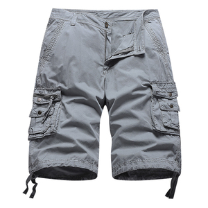 Men's <b>Blue</b> Cargo Shorts Mid Waist Elastic Waist 100% Cotton Solid Breathable <b>Canvas</b> with Pockets Casual Style - Product Image 3