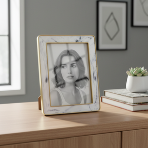 Cadre photo en résine effet marbre avec bordure en laiton, fait main, léger, aimanté, décoration de luxe pour la maison - Product Image 3